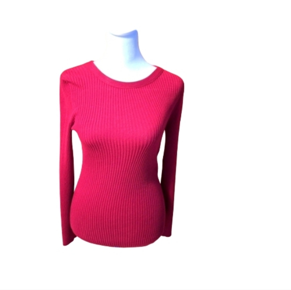 Love Always Red Ribbed Long Sleeve Top